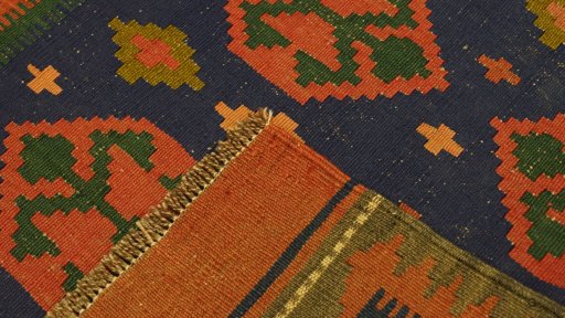 Full view of New Kilim Traditional rug from Iran / Persia, 285 × 150 cm in Blue tones