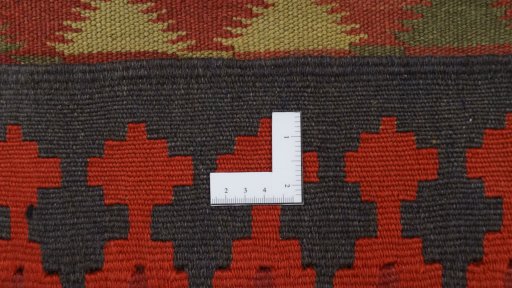 Full view of New Kilim Traditional rug from Iran / Persia, 390 × 150 cm in Red tones