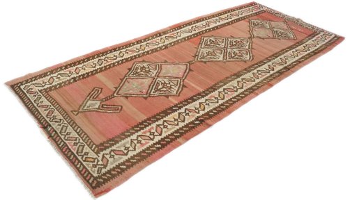 Close-up detail of New Kilim Traditional rug from Iran / Persia showing Wool weave