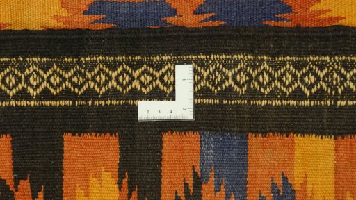 Full view of New Kilim Traditional rug from Iran / Persia, 350 × 150 cm in Multi Color tones