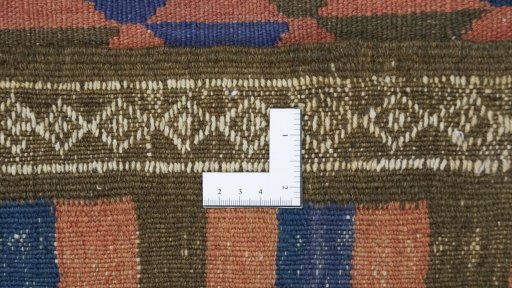 Full view of New Kilim Traditional rug from Iran / Persia, 360 × 150 cm in Multi Color tones