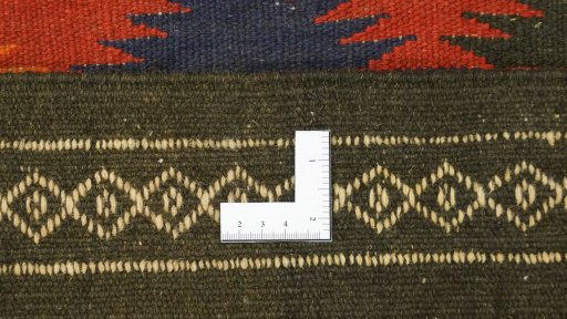 Full view of New Kilim Traditional rug from Iran / Persia, 365 × 155 cm in Multi Color tones