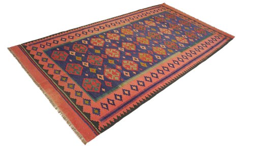 Corner detail of New Kilim Traditional rug showing border pattern and Wool pile