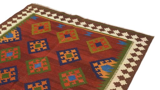 Surface texture of New Kilim Traditional rug with natural Wool and intricate pattern