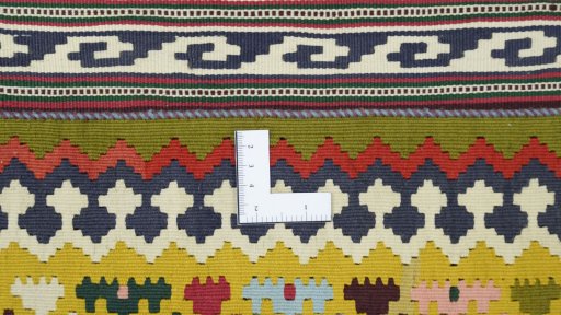 Full view of New Kilim Traditional rug from Iran / Persia, 305 × 155 cm in Multi Color tones