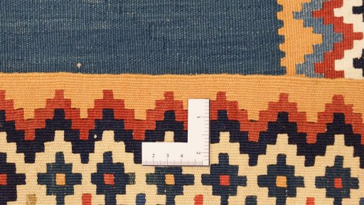 Full view of New Kilim Traditional rug from Iran / Persia, 285 × 160 cm in Blue tones