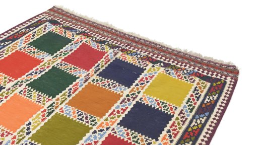 Surface texture of New Kilim Traditional rug with natural Wool and intricate pattern
