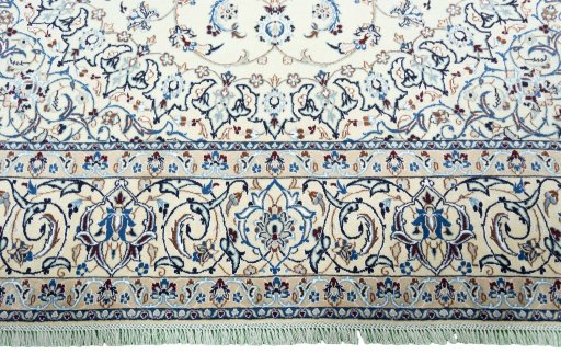 Full view of 2000s Nain rug from Iran / Persia, 345 × 241 cm in Beige tones