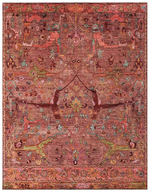 Full view of New Farahan rug from Pakistan, 305 × 252 cm in Red tones