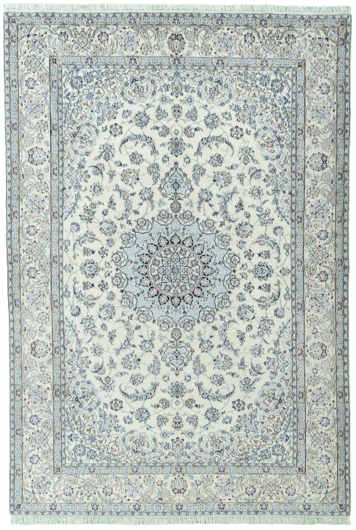Full view of 2000s Nain rug from Iran / Persia, 294 × 200 cm in Beige tones