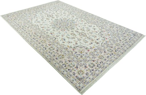 Close-up detail of New Kashan rug from Iran / Persia showing Wool weave