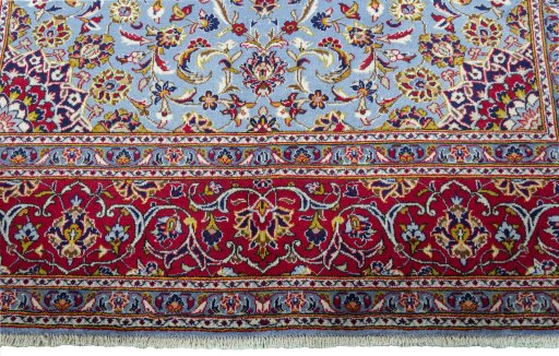 Full view of 2000s Kashan rug from Iran / Persia, 300 × 210 cm in Blue tones