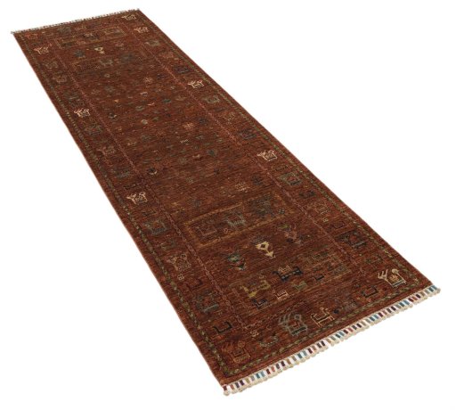 Corner detail of New Samarkand rug showing border pattern and Wool pile