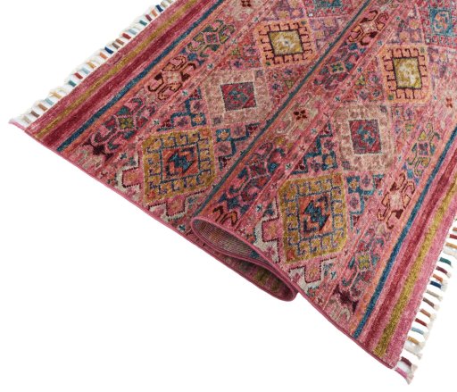 Close-up detail of New Samarkand rug from Pakistan showing Wool weave