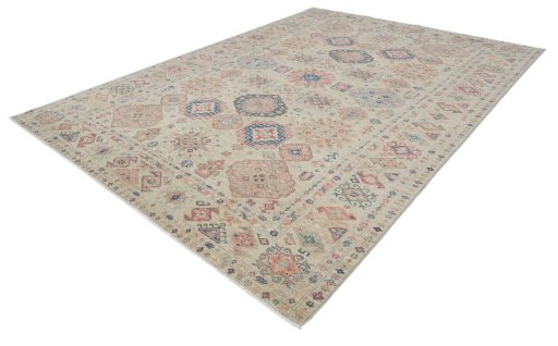 Close-up detail of New Kazak rug from Pakistan showing Wool weave