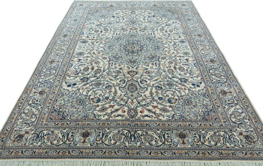 Surface texture of 2000s Kashmar rug with natural Wool and intricate pattern