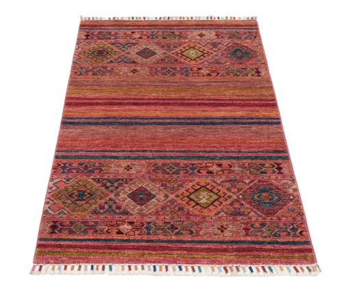 Surface texture of New Samarkand rug with natural Wool and intricate pattern