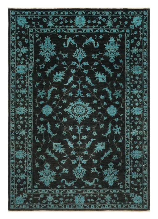 Full view of New Farahan rug from Pakistan, 236 × 167 cm in Gray tones