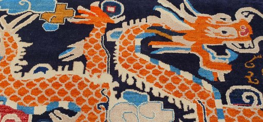 Backside of handmade New Morocco rug showing knot structure and weave density