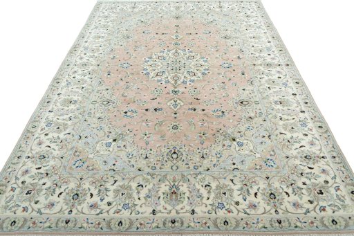 Surface texture of New Kashan rug with natural Wool and intricate pattern