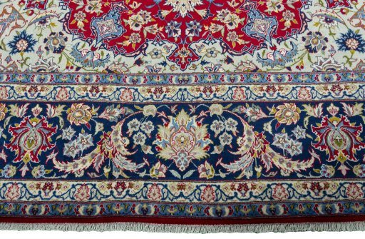 Full view of 2000s Najafabad rug from Iran / Persia, 488 × 350 cm in Red tones