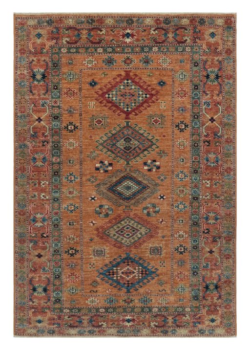 Full view of New Kazak rug from Pakistan, 180 × 120 cm in Yellow tones