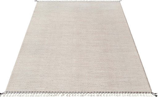 Corner detail of New Morocco rug showing border pattern and Wool pile