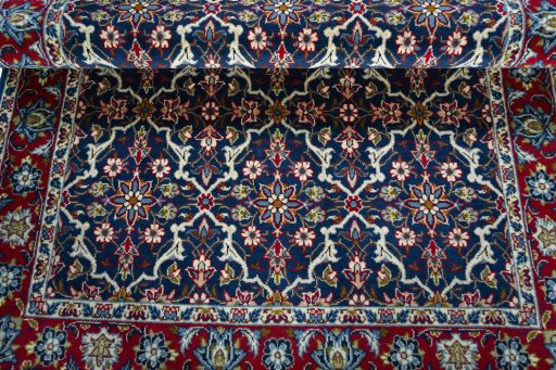 Full view of 2000s Najafabad rug from Iran / Persia, 163 × 117 cm in Blue tones