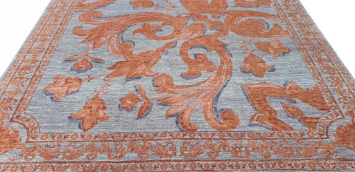 Backside of handmade New Mahli rug showing knot structure and weave density