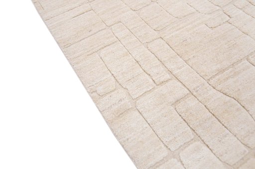 Backside of handmade New Mahli rug showing knot structure and weave density
