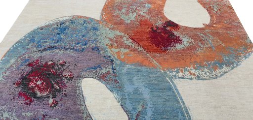 Backside of handmade New Mahli rug showing knot structure and weave density