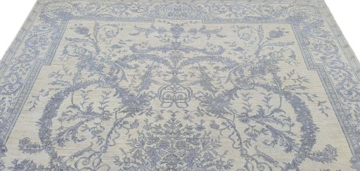 Backside of handmade New Mahli rug showing knot structure and weave density