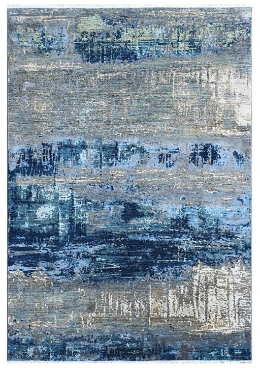 Full view of New Mahli rug from Pakistan, 243 × 169 cm in Blue tones