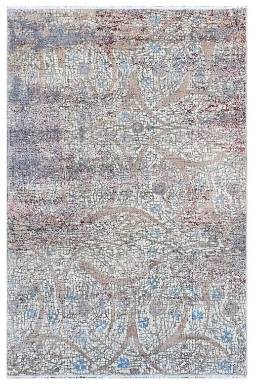 Full view of New Mahli rug from Pakistan, 254 × 165 cm in Gray tones