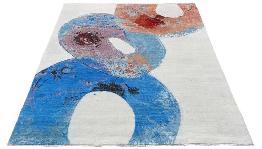 Corner detail of New Mahli rug showing border pattern and Wool pile