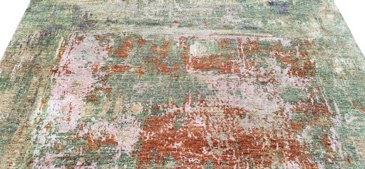 Backside of handmade New Mahli rug showing knot structure and weave density