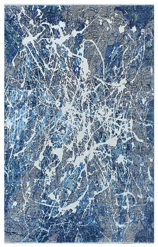 Full view of New Mahli rug from Pakistan, 319 × 203 cm in Blue tones