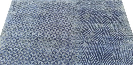 Backside of handmade New Mahli rug showing knot structure and weave density