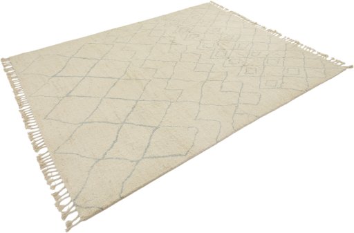 Corner detail of New Morocco rug showing border pattern and Wool pile