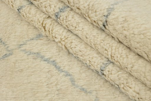 Full view of New Morocco rug from Pakistan, 316 × 253 cm in Cream tones