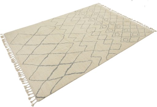 Corner detail of New Morocco rug showing border pattern and Wool pile