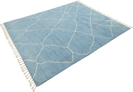 Corner detail of New Morocco rug showing border pattern and Wool pile