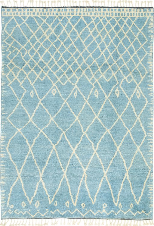Full view of New Morocco rug from Pakistan, 286 × 210 cm in Blue tones