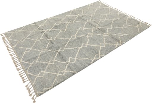 Corner detail of New Morocco rug showing border pattern and Wool pile