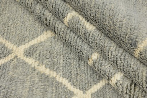 Full view of New Morocco rug from Pakistan, 309 × 200 cm in Gray tones