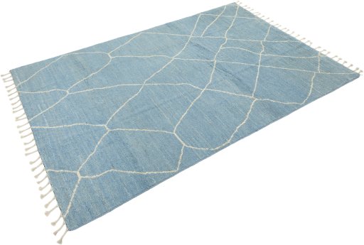 Corner detail of New Morocco rug showing border pattern and Wool pile