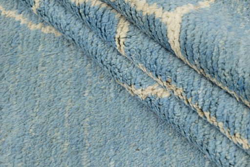 Full view of New Morocco rug from Pakistan, 300 × 197 cm in Blue tones