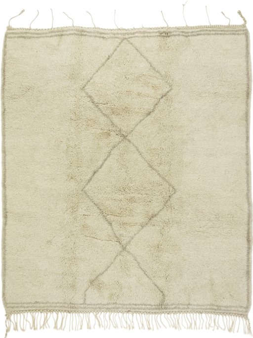 Full view of New Morocco rug from Morocco, 305 × 269 cm in Cream tones