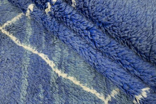Full view of 1980s Morocco rug from Morocco, 351 × 302 cm in Dark blue tones