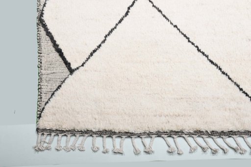 Full view of New Morocco rug from Pakistan, 244 × 197 cm in Beige tones
